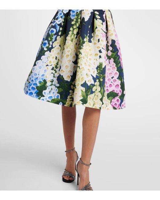 Oscar de la Renta Blue Floral Midi Dress