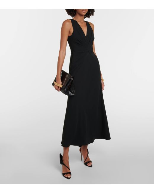 Victoria Beckham Black Gathered Asymmetric Maxi Dress
