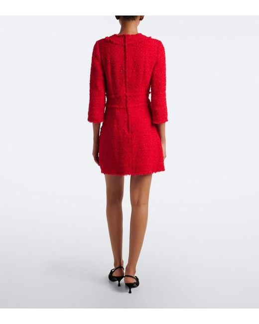 Dolce & Gabbana Red Cotton-Blend Boucle Minidress