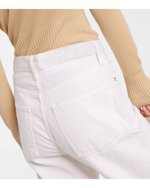 Agolde White 90's Crop Mid-rise Straight Jeans