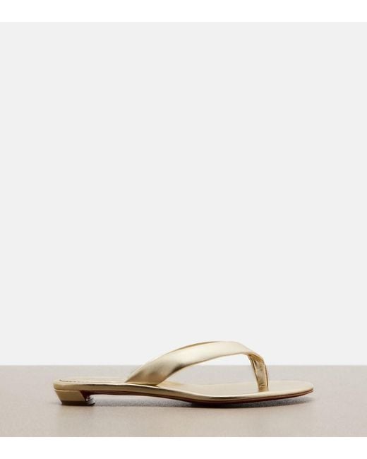 Christian Louboutin Natural Miss Z Metallic Leather Thong Sandals