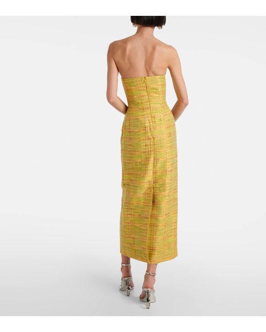 TOVE Yellow Sessy Strapless Cotton-blend Midi Dress