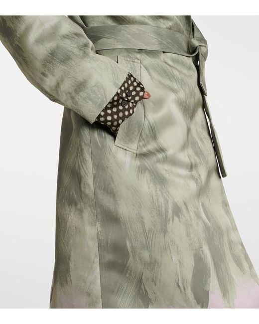 Dries Van Noten Green Satin Wrap Coat