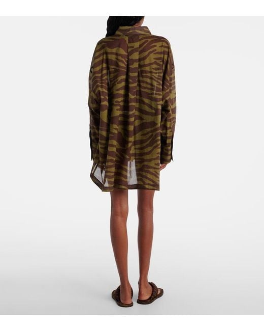 The Attico Brown Zebra-Print Cotton Muslin Shirt