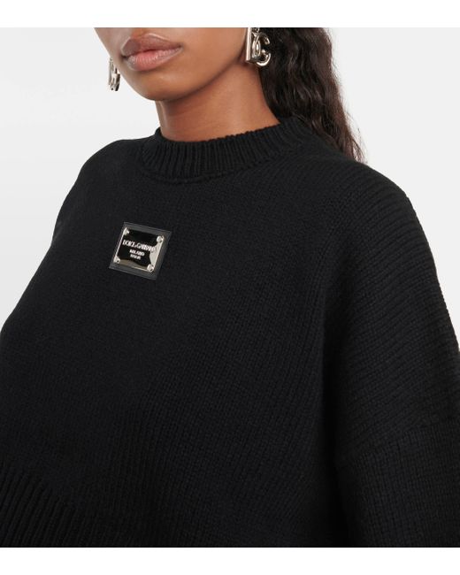Dolce & Gabbana Black Logo Wool And Cashmere Sweater