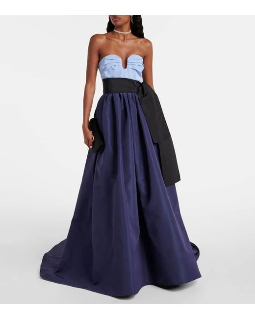 Vestido De Fiesta Con Bustier Carolina Herrera de color Blue