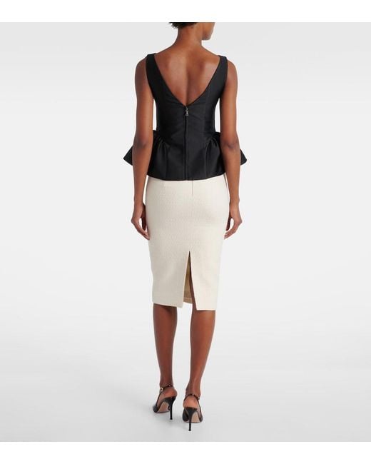 Roland Mouret Black Peplum Taffeta Top