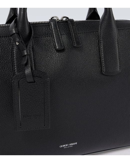 Giorgio Armani Black Leather Briefcase for men