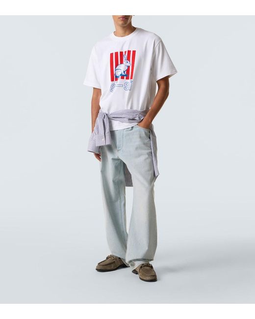 Bottega Veneta White Printed Cotton Jersey T-Shirt for men
