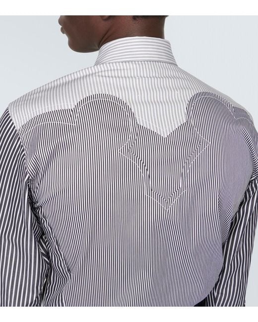 Maison Margiela Gray Striped Cotton-Blend Shirt for men