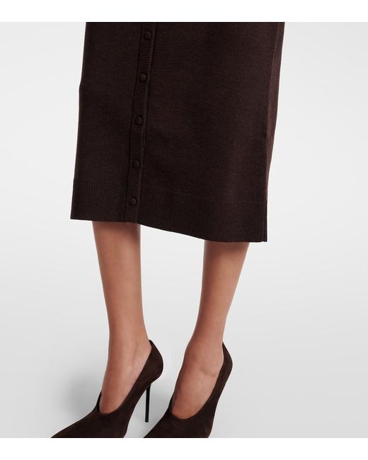 Victoria Beckham Black Knitted Wool-Blend Midi Skirt