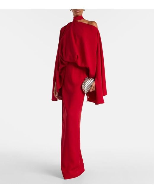 ‎Taller Marmo Red Brooks Scarf-Detail Crepe Maxi Dress