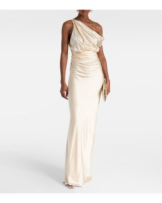 The Sei Natural Draped Silk Satin Gown
