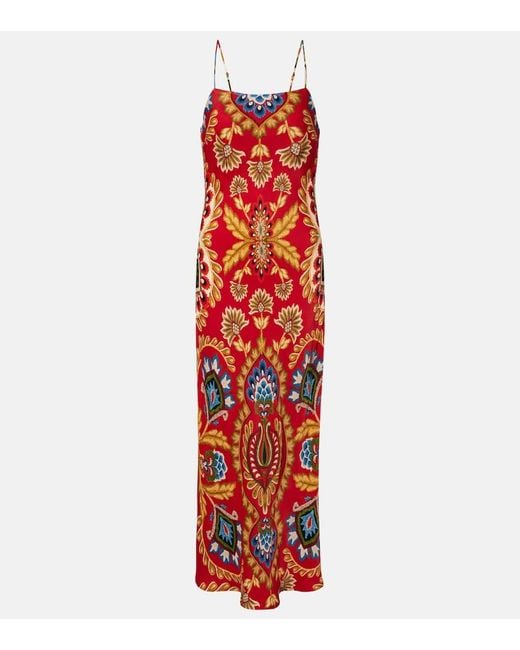 Farm Rio Red Maxikleid Folk Tapestry