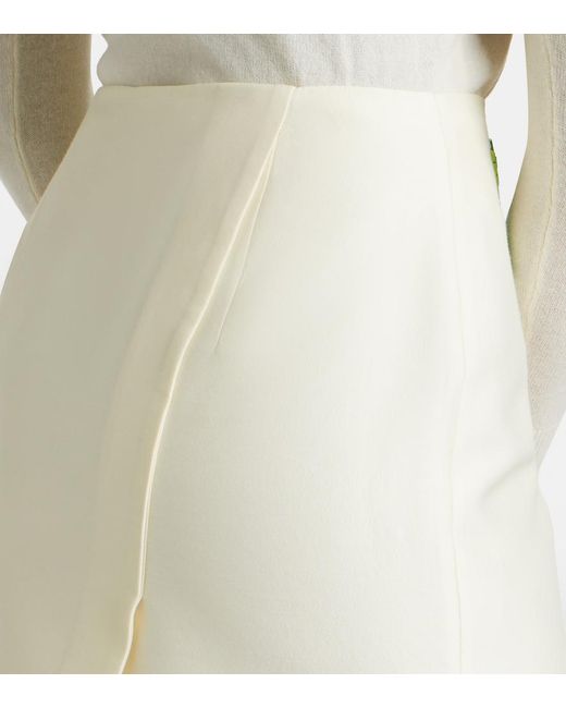 LEO LIN Natural Quinn Embellished Wool And Silk Midi Skirt