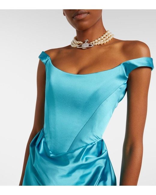 Vivienne Westwood Blue Nova Camille Satin Bustier Gown