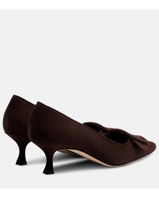 Manolo Blahnik Black Maysale 50 Suede Pumps