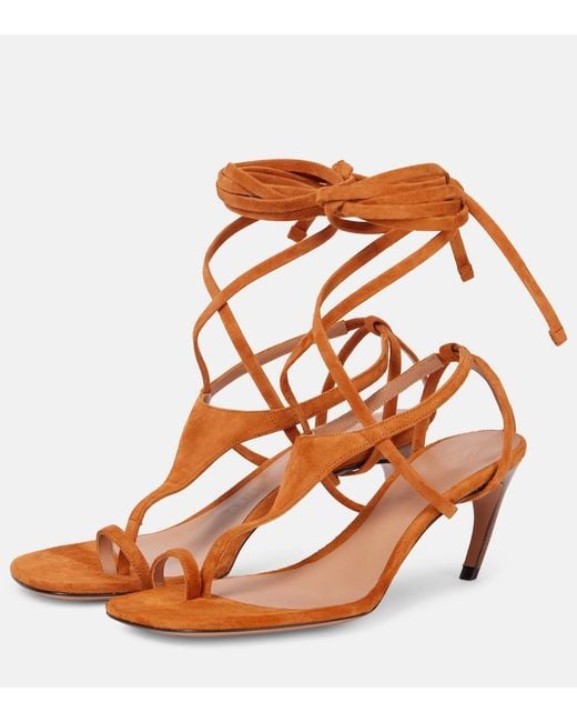 The Attico Brown Nova 65 Suede Sandals
