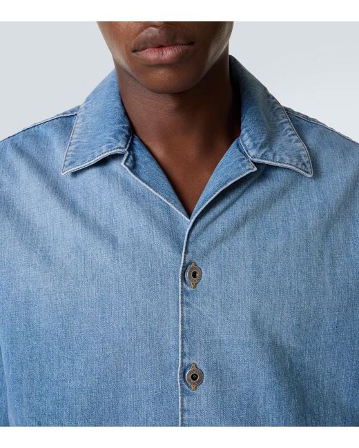 Loewe Blue Anagram Denim Bowling Shirt for men