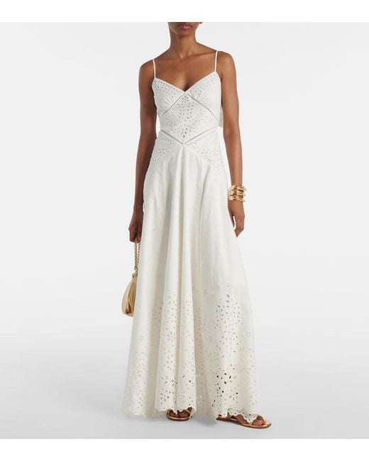 Self-Portrait White Broderie Anglaise Cotton Maxi Dress