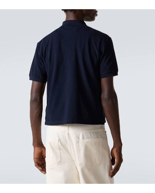 Miu Miu Blue Logo Cotton Pique Polo Shirt for men