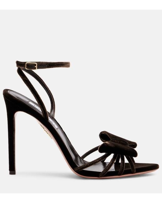Aquazzura Black Sandalen Tie 105 Aus Samt