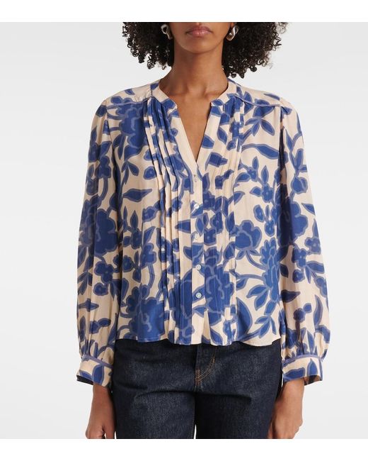 Velvet Blue Elda Printed Crepe Blouse