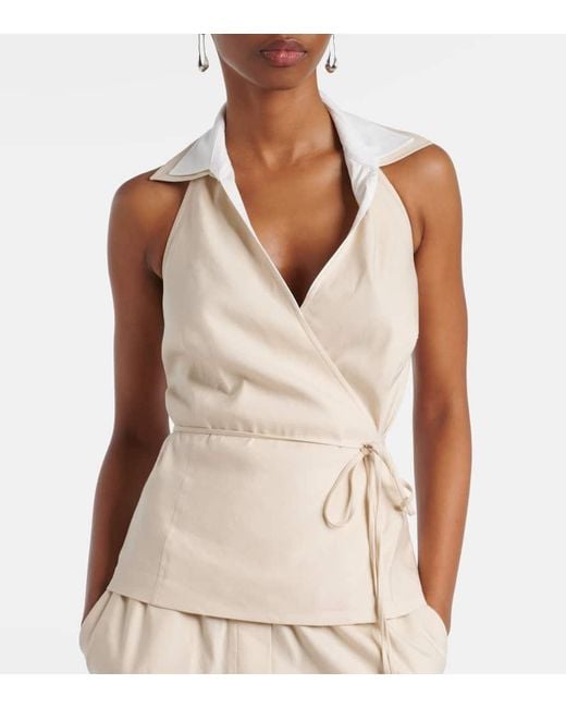 Jonathan Simkhai Natural Campbell Linen Top