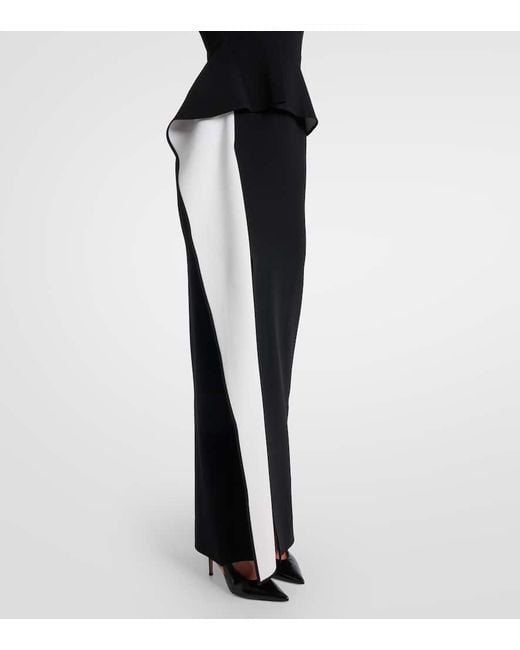 Roland Mouret Black Embellished Peplum Satin Crepe Gown