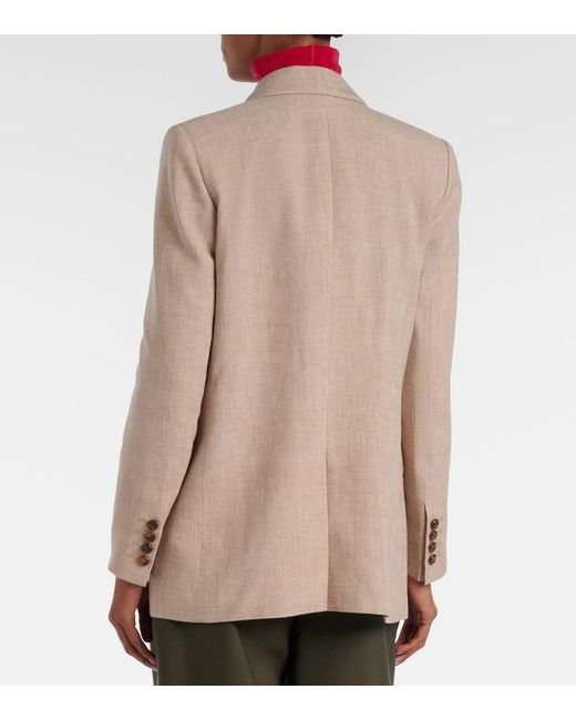 Blazé Milano Natural Everyday Double-Breasted Linen And Wool Blazer
