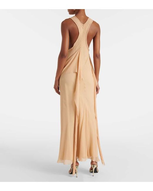 Victoria Beckham Natural Draped Silk Gown