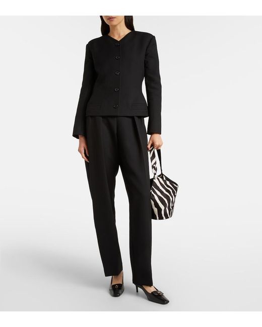 Khaite Black Dugan Wool Tapered Pants