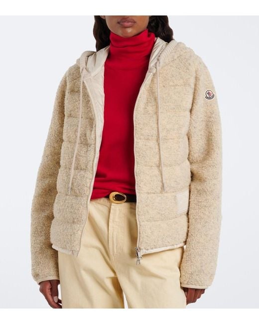 Moncler Natural Hooded Boucle Down Jacket
