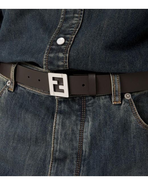 Fendi Black Ff Leather Belt for men