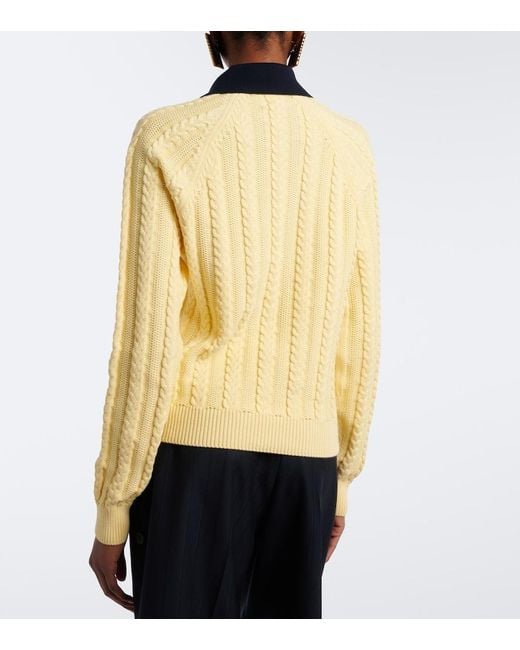 Versace Yellow Medusa Cable-Knit Cotton Sweater