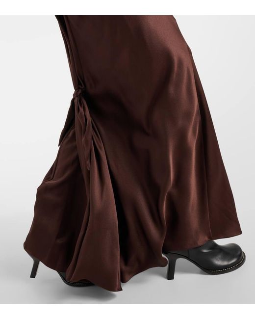 Vestido largo en saten de seda Loewe de color Brown