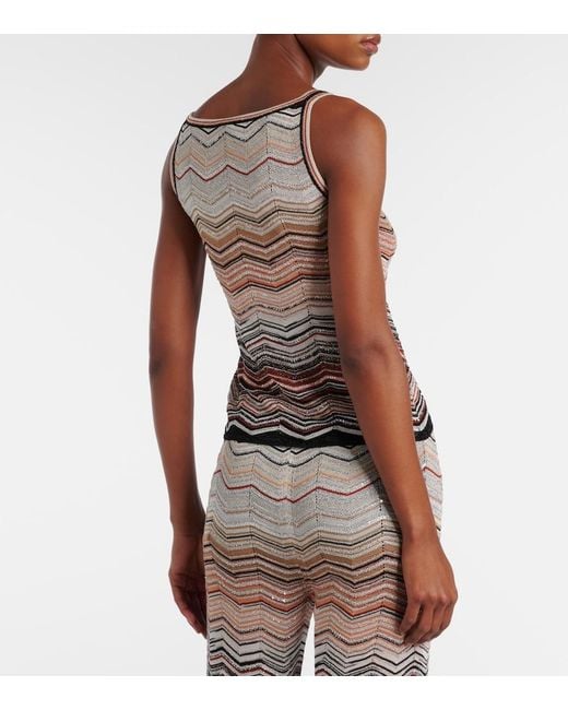 Missoni Brown Zigzag Sequined Lame Top