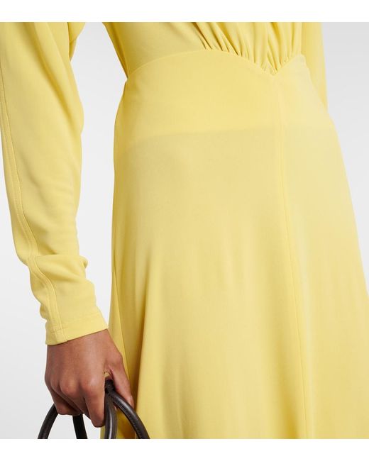 Stella McCartney Yellow Draped Jersey Midi Dress