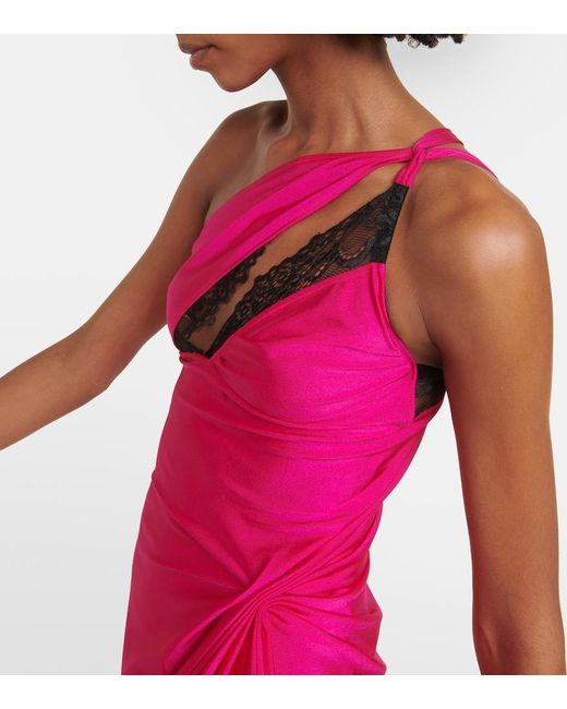 Coperni Pink Asymmetric One-Shoulder Minidress