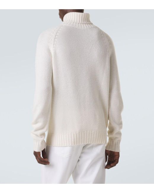 Umit Benan White Milano Wool Turtleneck Sweater for men