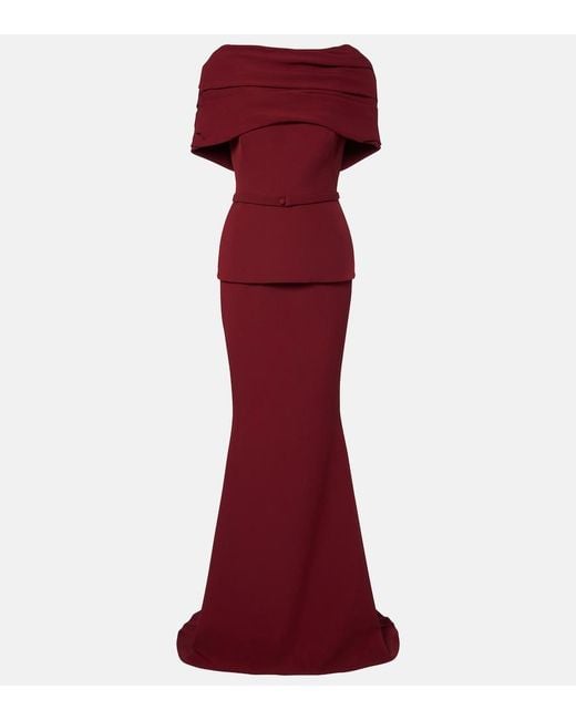 Safiyaa Red Loura Crepe Gown