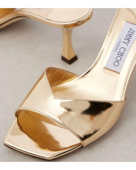 Jimmy Choo Natural Skye 70 Metallic Leather Mules