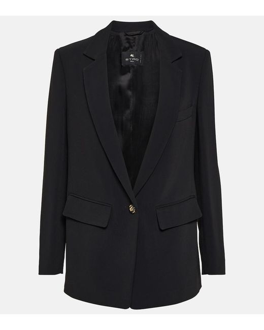 Etro Black Single-Breasted Cady Blazer