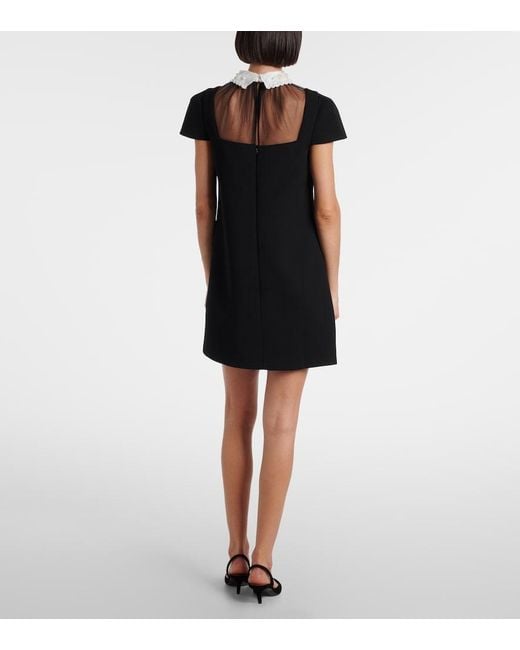 Self-Portrait Black Bow-Detail Crepe Minidress