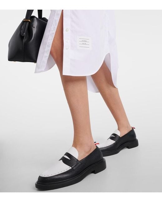 Thom Browne White Rwb Stripe Cotton Shirt Dress