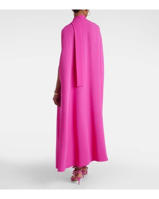 Vestido largo de seda con capa Valentino de color Pink