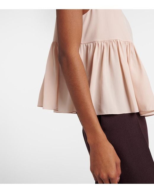 Chloé Pink Peplum Silk Crepe De Chine Top
