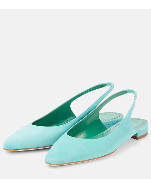 Ballerines Sawra 10 En Daim Manolo Blahnik en coloris Green