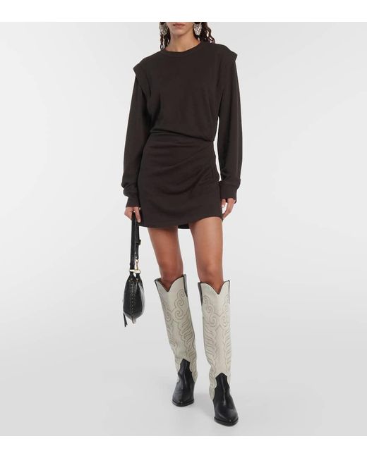 Isabel Marant Black Michaela Ruched Cotton-blend Minidress