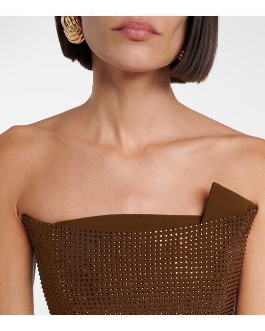 Roland Mouret Brown Embellished Strapless Gown